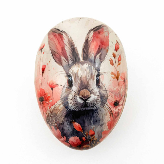 4-1/2" Grey Bunny Papier Mache Easter Egg Container ~ Germany